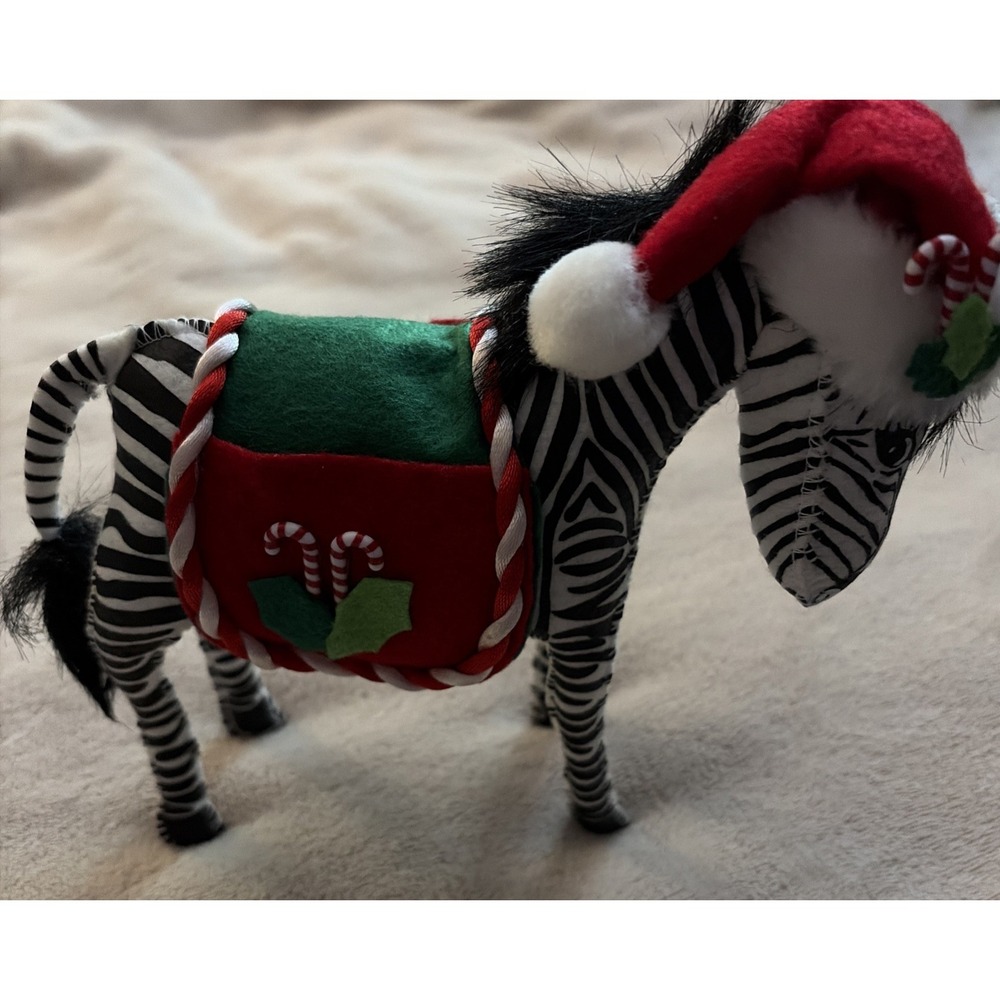 New Annalee Dolls 7" Cozy Christmas Zebra 751312 Santa Hat Holiday Decor 2012